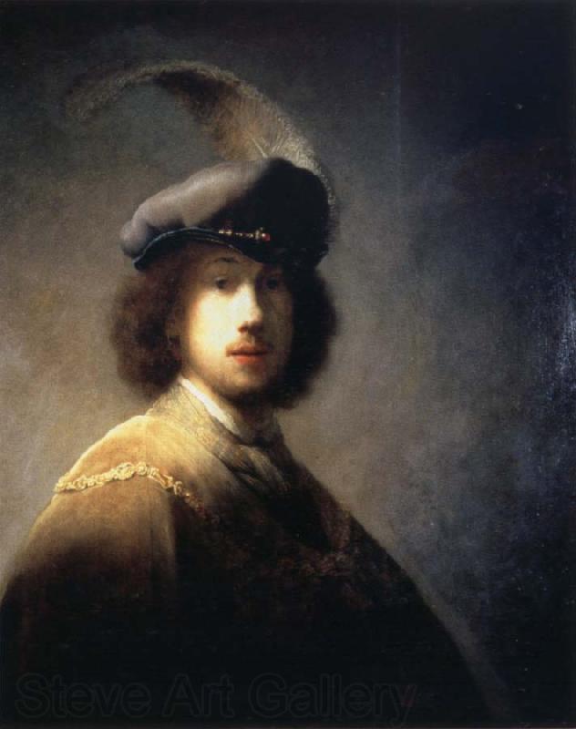 REMBRANDT Harmenszoon van Rijn Self-Portrait with Plumed Beret Norge oil painting art